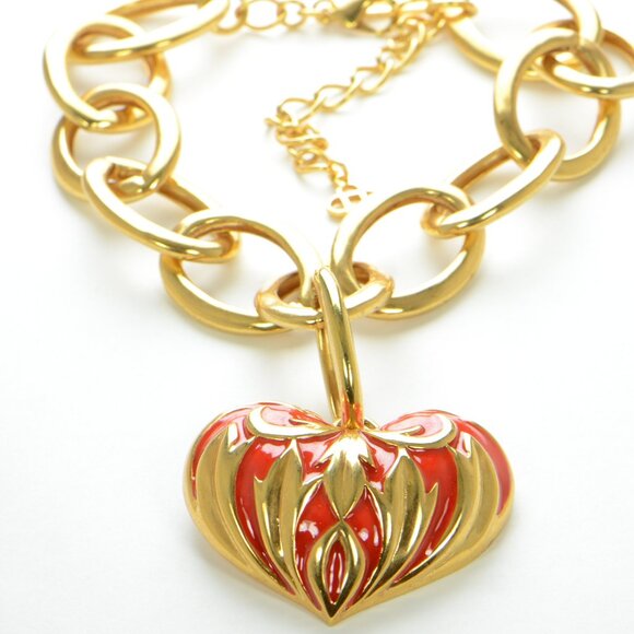 Oscar de la Renta Goldtone Hear Drop Necklace - Picture 3 of 7